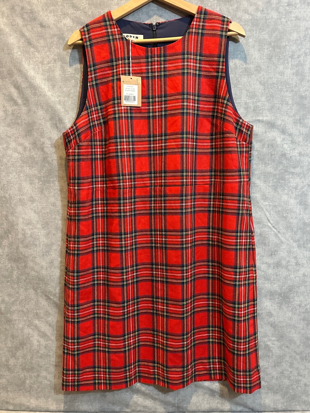 Boden Pia Wool Shift Dress in Red Tartan Plaid — Size US 12R